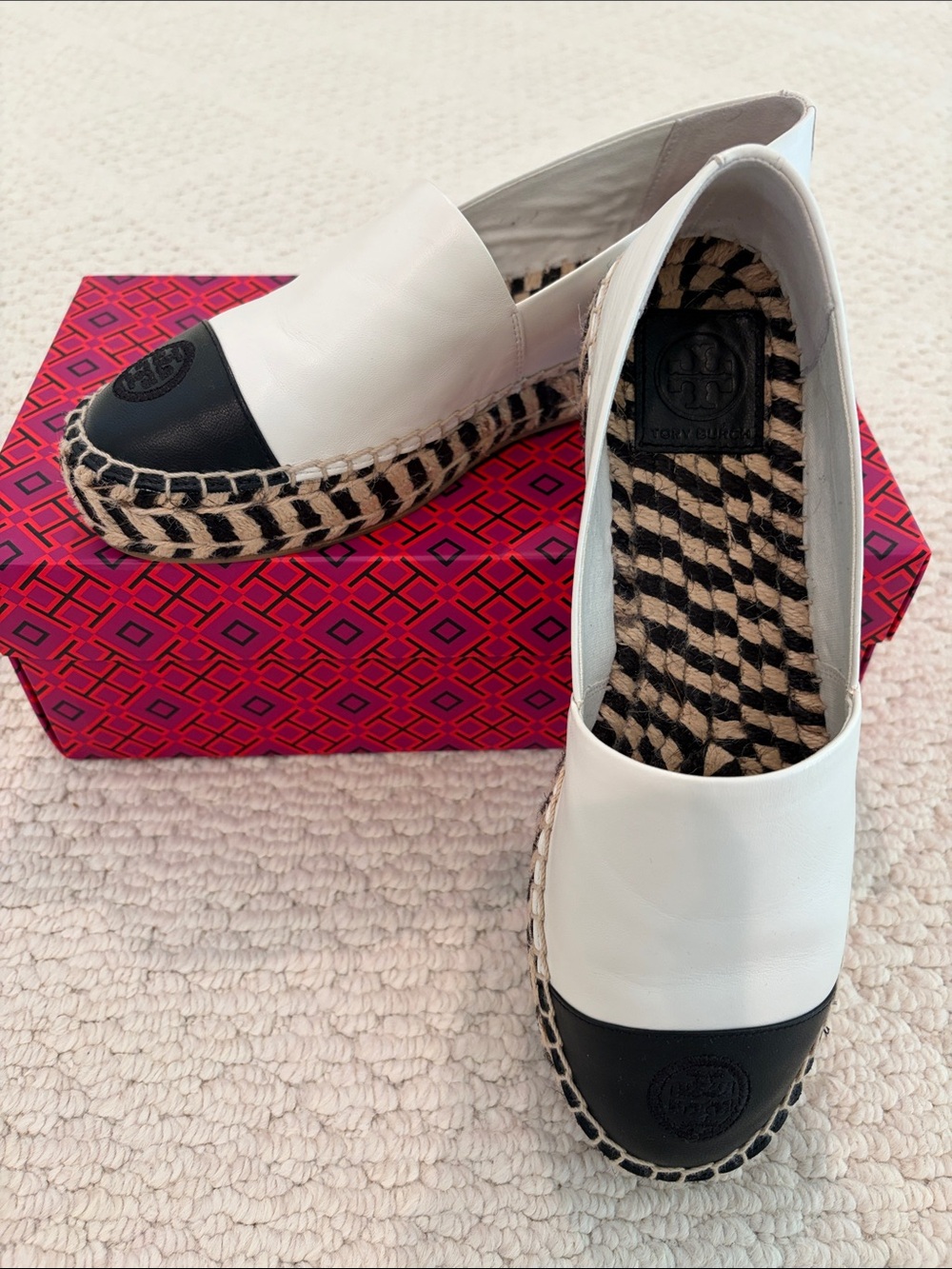 Tory Burch Color Block Platform Leather Espadrille. Size 8.5.